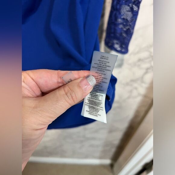 NEW GUESS Lace Sleeve Scuba Crepe Sheath Dress, Cobalt, Size 14 Long Sleeves - Picture 11 of 15